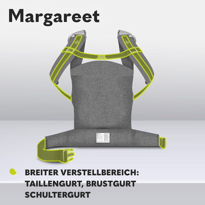 LIONELO Margareet Baby Trage, 3 Tragepositionen, richtige Position des Babys, versenkbare Haube, dop