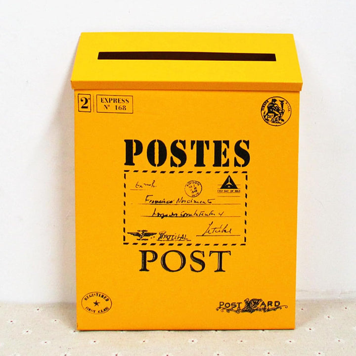 LOVIVER Stil Briefkasten Postkasten Mailbox Zeitungsbox, Gelb Gelb Gemustert, Gelb Gemustert