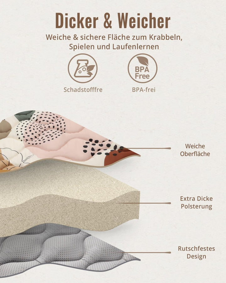 Blissful Diary Krabbelmatte Baby Spielmatte 180x150cm Krabbeldecke für Baby | Faltbar Baby Teppich,