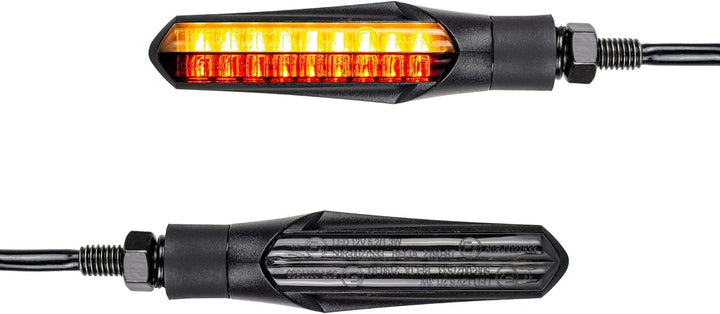 Simda Pro E Mark Led Motorrad Laufeffekt Blinker mit Bremslicht Lauflicht Sequentiell Schwarz Univer