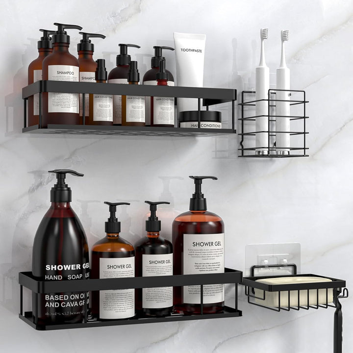 Duschablage Ohne Bohren, Wasserdichter und Rostfreier Duschregal, 4 Stück Badezimmer Regal Organizer