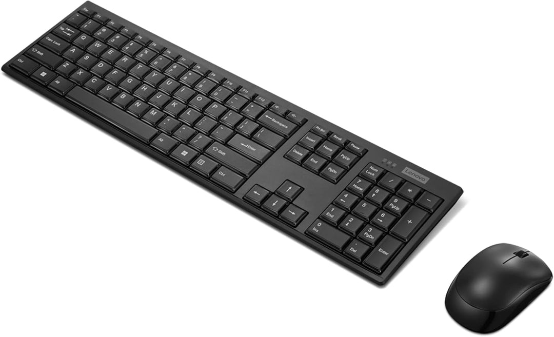 Lenovo 100 Combo Kabellose Tastatur und Maus, 2,4 G (optischer Sensor, 1600 DPI, Nano-USB-Empfänger,