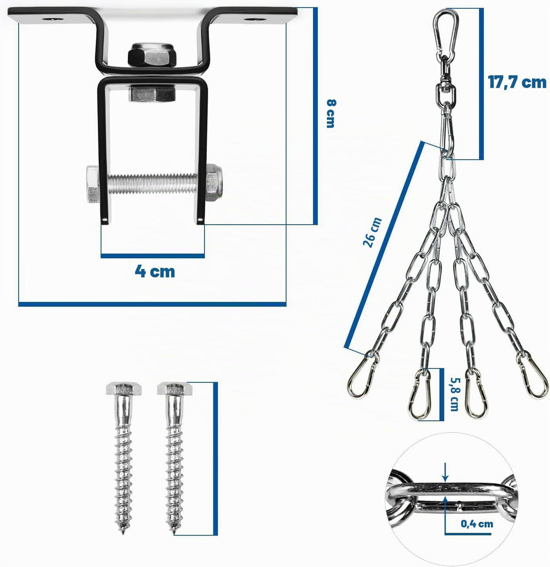 Yes4All Premium 4-Punkt Stahlkette für Boxsäcke und Deckenhaken Aufhängung - 360° Rotation - Boxsack