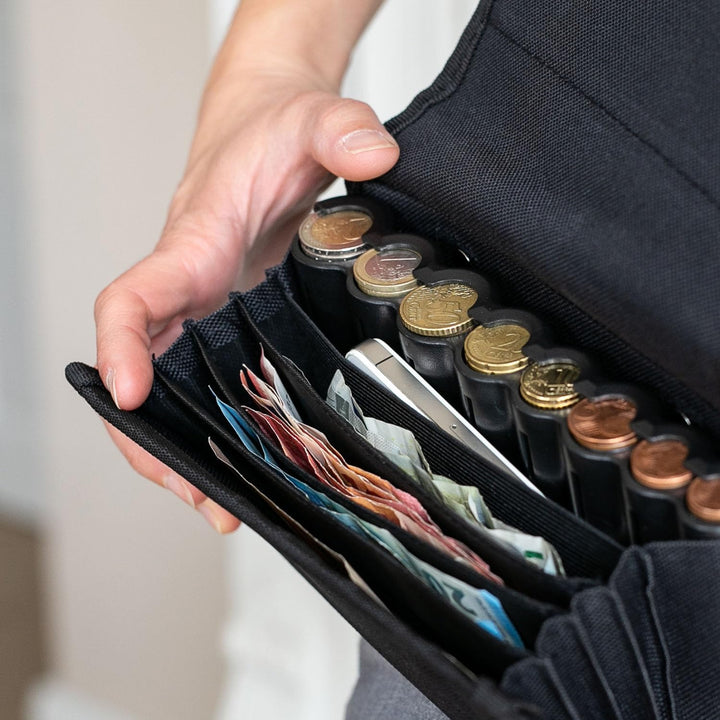 HMF 48810-02 Kellnertasche, Kellnerbörse inkl. Euro-Geldwechsler, Tragegurt, 20,5 cm x 6,5 cm x 10,0