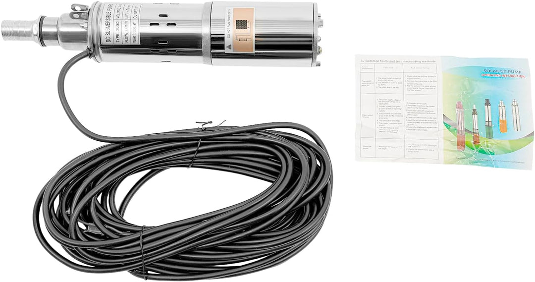 12V/24V Edelstahl Solar-Tauchpump Leise Tiefbrunnenpumpe 25L/min max. Förderhöhe 30m,Ø78mm Sandvertr