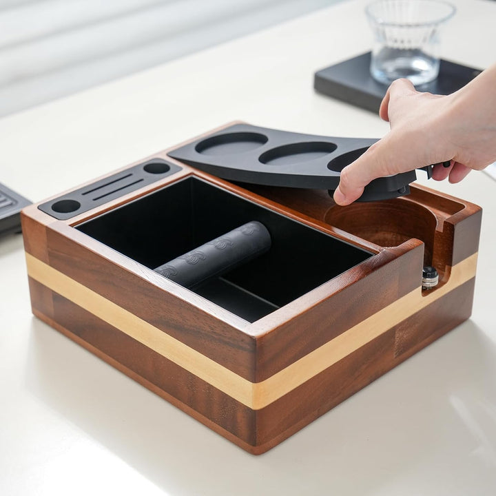 Tamper Station für Barista (51-58mm) | Tamperstation mit Klopfbox | kaffe Tamping Station | Barista