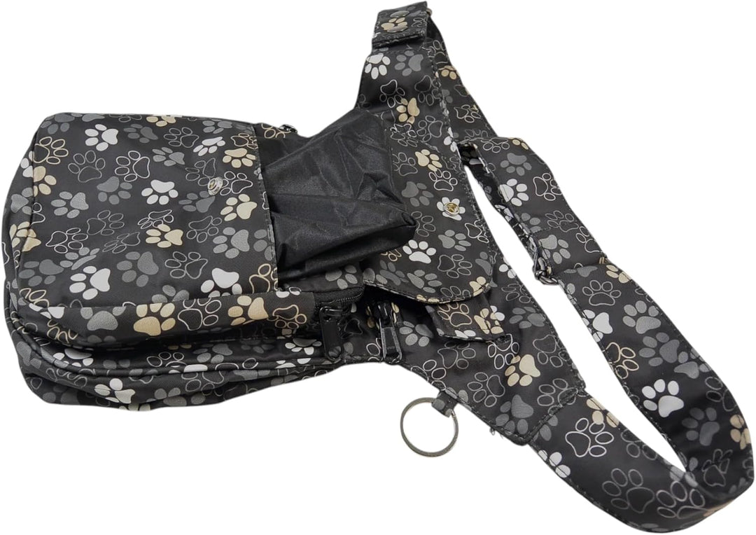 Super-Hannover XXL Beige Pfotenmuster – Gassitasche für Hunde mit viel Stauraum – Leckerlitasche mit