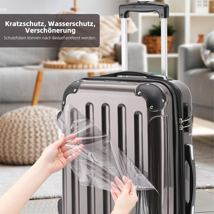 BEIBYE Hartschalen Koffer Trolley Rollkoffer Reisekoffer 4 Zwillingsrollen Polycabonat (Coffee, 76cm