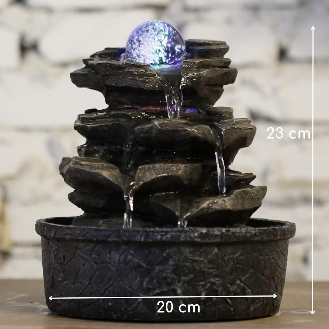 Zen'Light Little Rock Brunnen aus Polyresin, Dunkelbraun, 20 x 20 x
