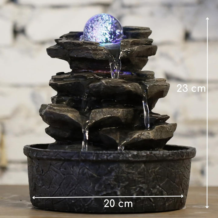 Zen'Light Little Rock Brunnen aus Polyresin, Dunkelbraun, 20 x 20 x
