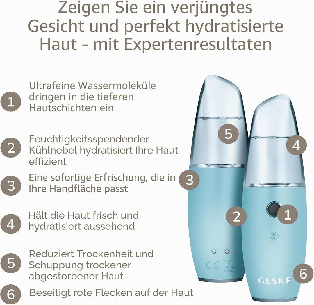 GESKE | SmartAppGuided™ Facial Hydration Refresher | 4 in 1 | Wasserzerstäuber | Gesichtsdampfer | W