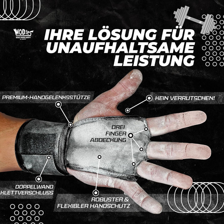 JerkFit WODies 2 in 1 Handgelenkbandage und Handflächenschutz XL Schwarz, XL Schwarz
