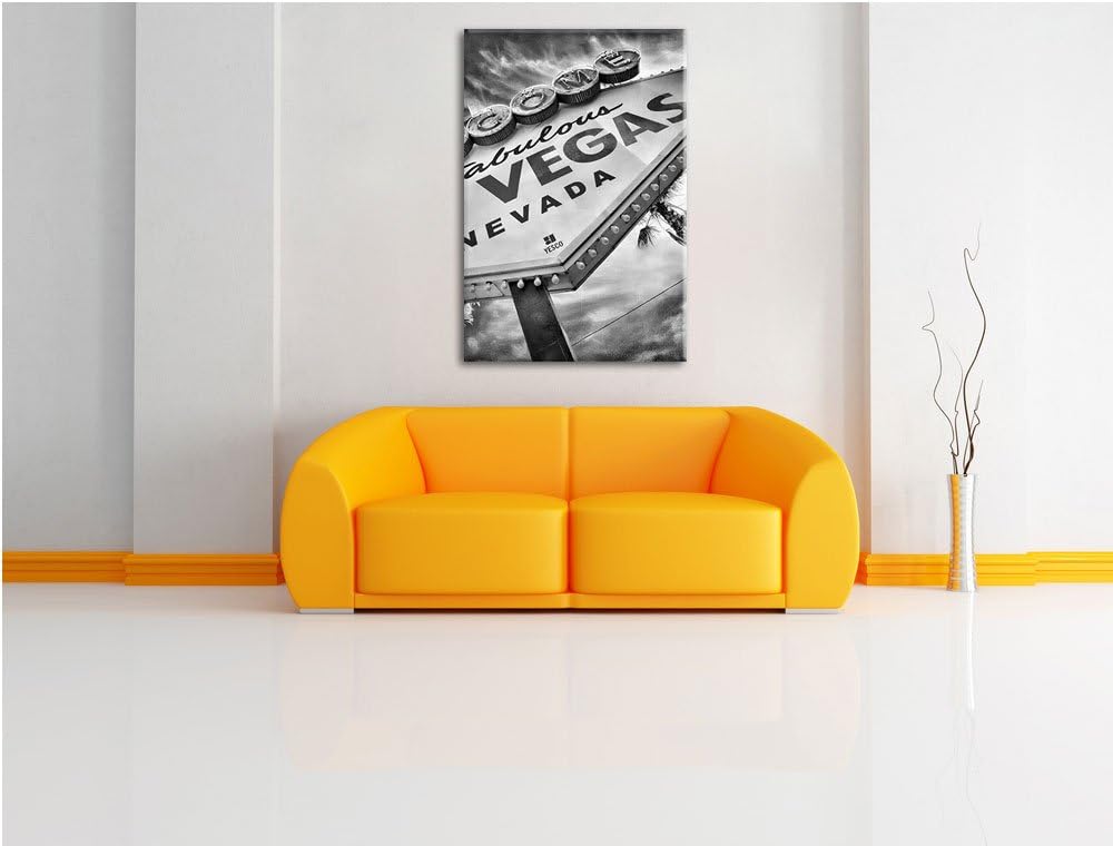 Pixxprint Las Vegas Retro Look als Leinwandbild/Grösse: 100x70 / Wandbild/Kunstdruck/fertig bespannt
