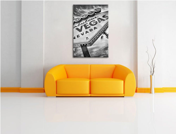 Pixxprint Las Vegas Retro Look als Leinwandbild/Grösse: 100x70 / Wandbild/Kunstdruck/fertig bespannt