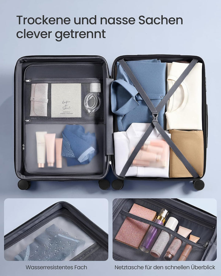 SONGMICS Koffer, Reisekoffer, Hartschalenkoffer mit TSA-Schloss, Koffergurt, ABS-Trolley, 4 Zwilling