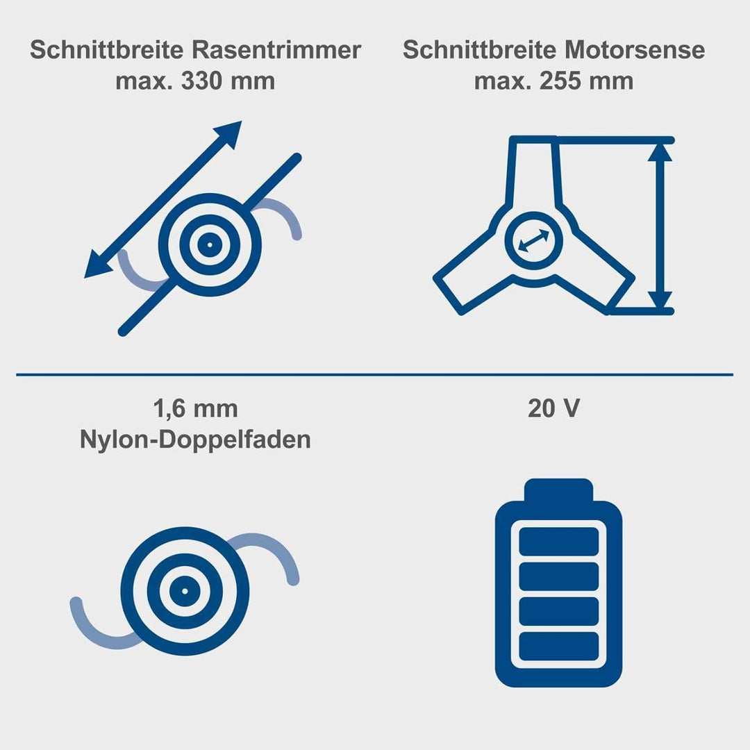 Scheppach Akku-Freischneider BC-BCH330/20-X -Set L Brushless | Schnittbreite Rasentrimmer 330 mm/Mot