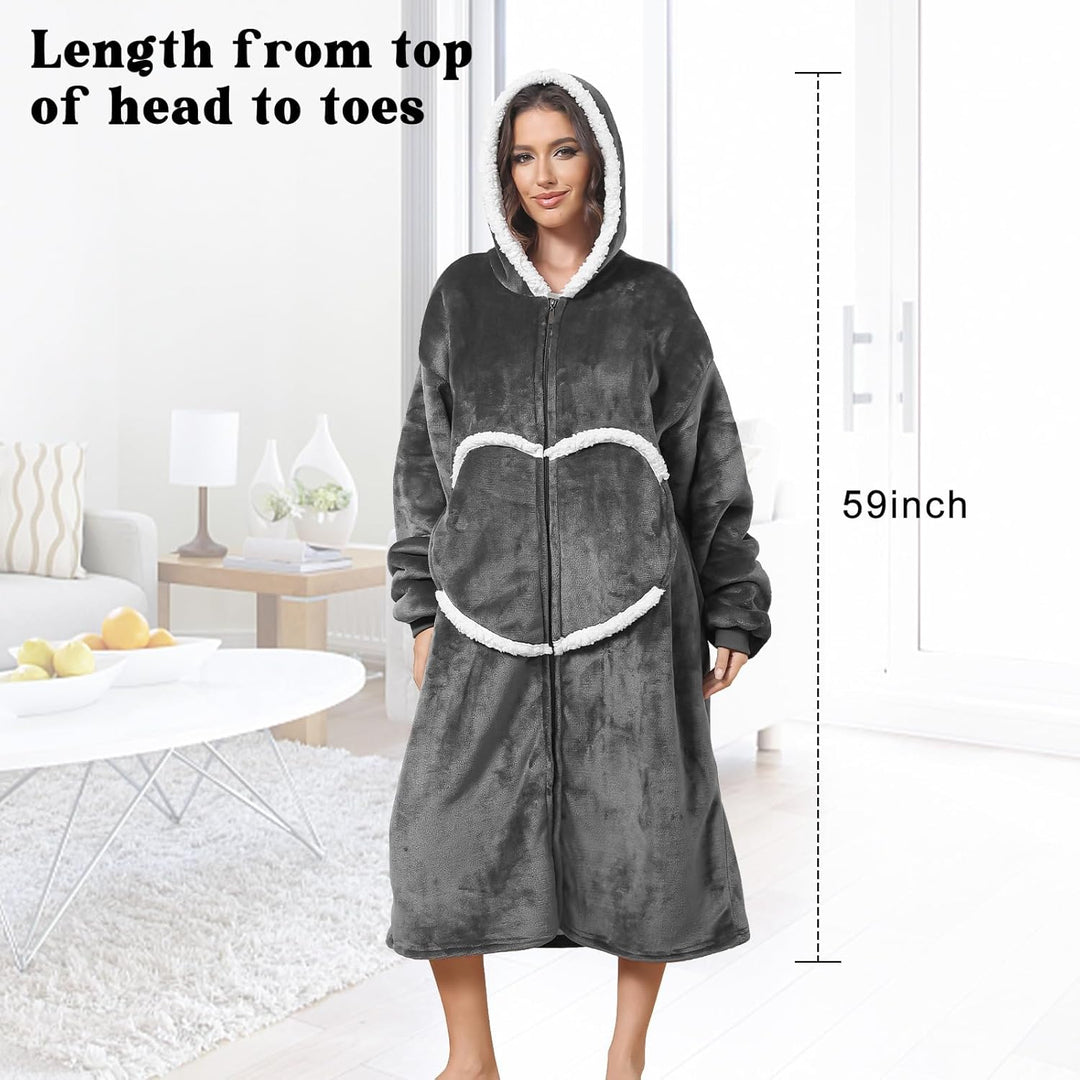 FEELJAM Kuscheldecke mit Ärmeln und Kapuze, Lang Hoodie Decke with Sleeves Pullover Wearable Blanket