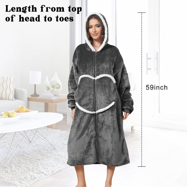 FEELJAM Kuscheldecke mit Ärmeln und Kapuze, Lang Hoodie Decke with Sleeves Pullover Wearable Blanket