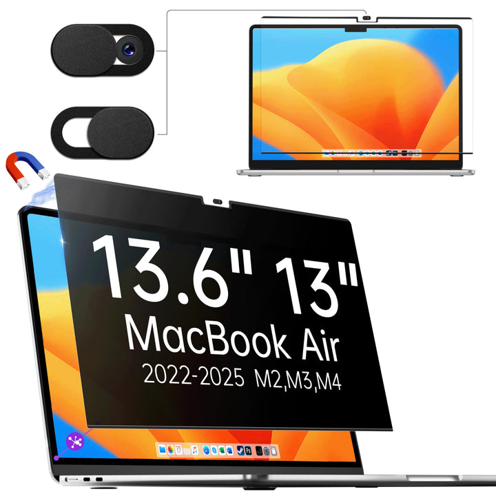 Magnetischer Blickschutzfilter für Apple Macbook Air 13.6/13 (2022-2025 M2、M3、M4), Sichtschutzfilte