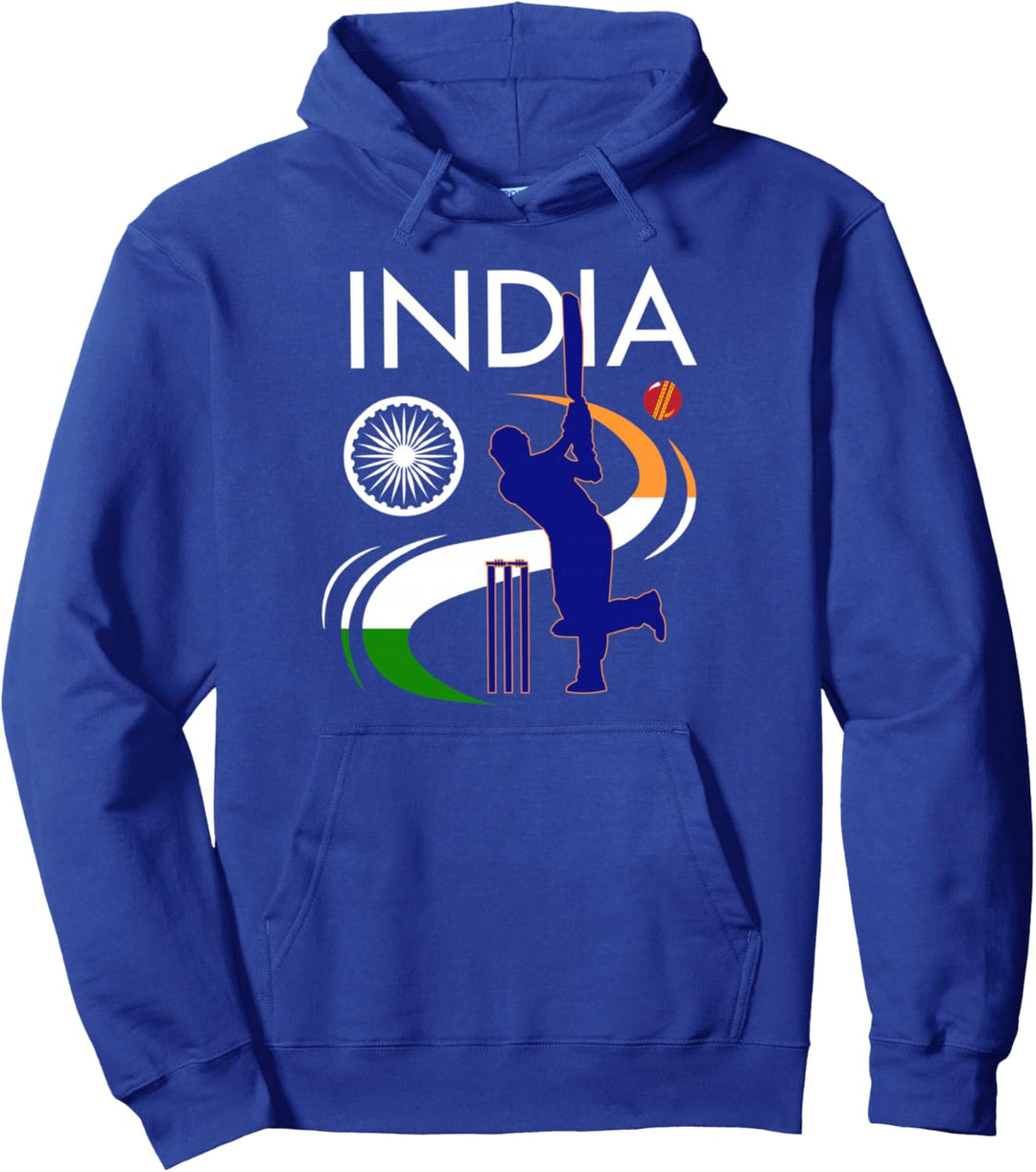 India Cricket mit indischem Flaggen-Pinselstrich Str Pullover Hoodie