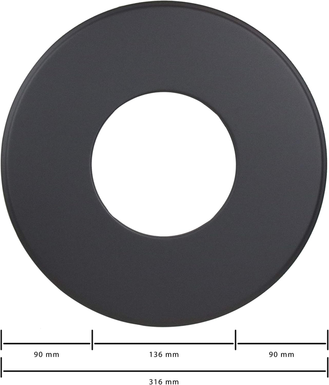 LANZZAS Rauchrohr Wand-Rosette mit 90 mm Rand - für den Durchmesser Ø 130 mm - Farbe: gussgrau - Wan