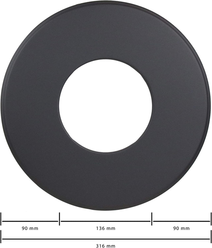 LANZZAS Rauchrohr Wand-Rosette mit 90 mm Rand - für den Durchmesser Ø 130 mm - Farbe: gussgrau - Wan