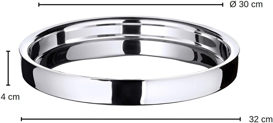 EDZARD Tablett Alaska (ø 32 cm) rund, Edelstahl hochglanzpoliert, Serviertablett, Dekotablett Durchm