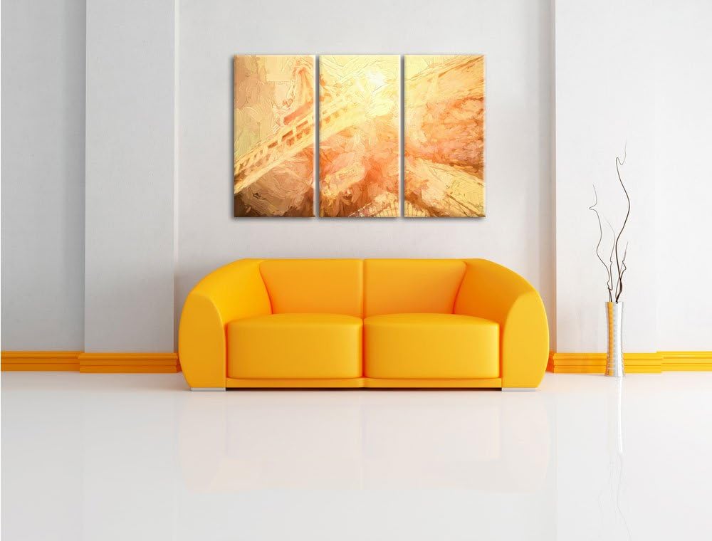 Pixxprint Eiffelturm im Sonnenschein als Leinwandbild/Grösse: 3 Teilig (120x80) / Wandbild/Kunstdruc