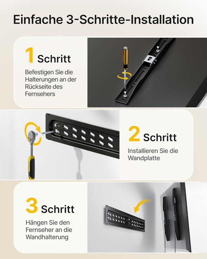 monTEK TV Wandhalterung Fernseher für 43-95 Zoll Flach &amp; Curved LCD LED Fernseheroder, Tv Halterung