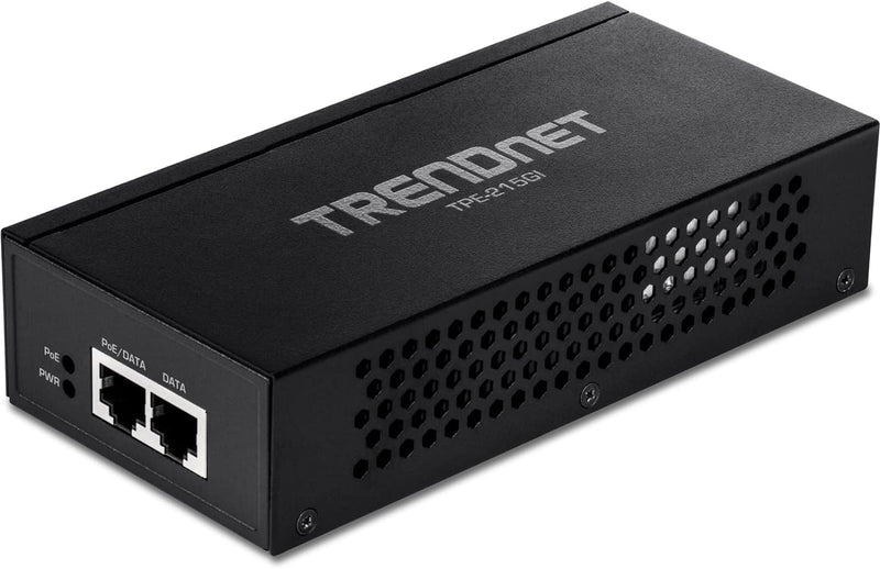 TRENDnet TPE-215GI 2.5G PoE+ Injektor, PoE (15.4W) oder PoE+ (30W), Wandelt einen Nicht-PoE-Port in