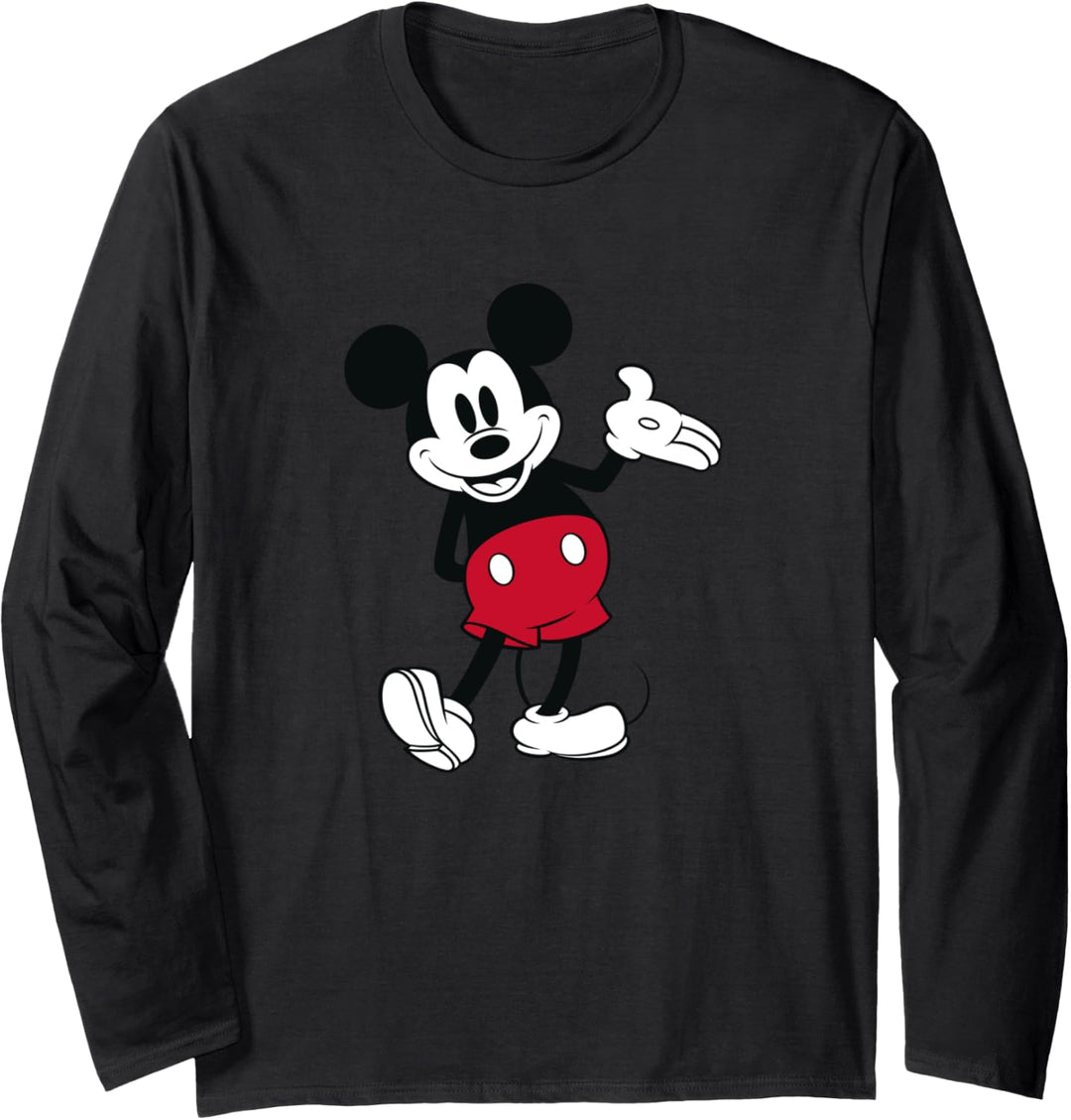 Disney Mickey Mouse Smile Hand Up Leg Out Langarmshirt