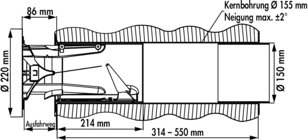 NABER COMPAIR® Flow Star GTS 150 Mauerkasten Ø150 mm (Rundrohranschluss)