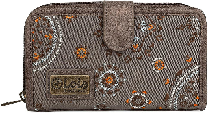 Lois - Brieftasche für Frauen bestickte mit Kartenhalter mit Mandala-Motiven. Canvas und PU-Leder fü