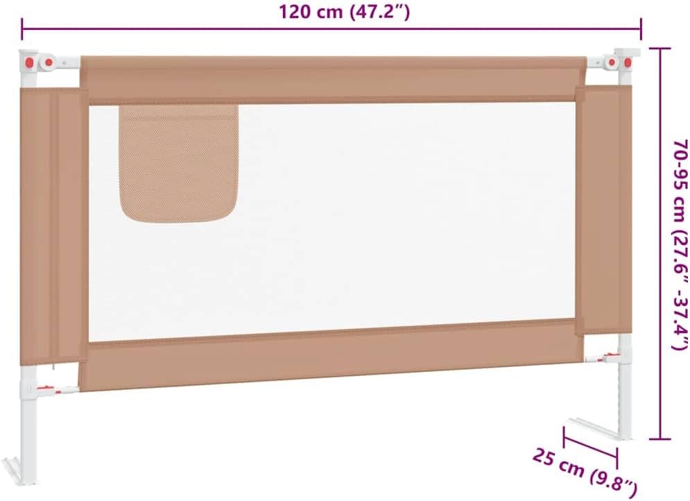 vidaXL Kleinkind-Bettschutzgitter Taupe 120x25 cm Stoff