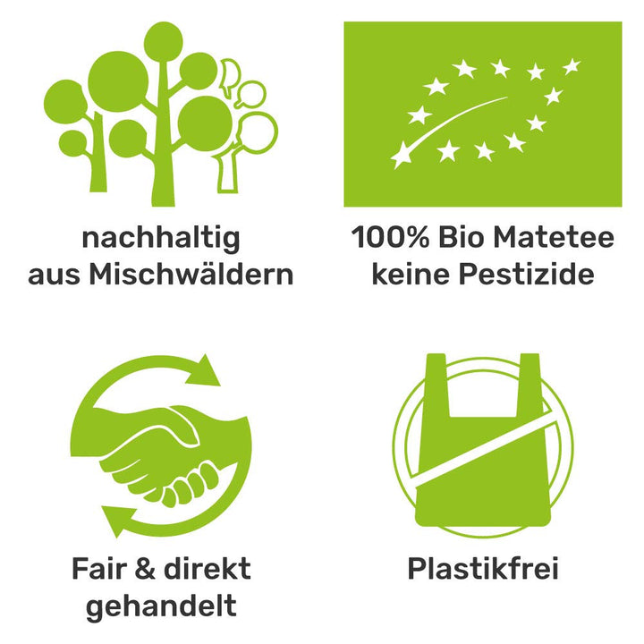 Mate Tee Set Keramik ● 3 Bio Matesorten + Matebecher + Bombilla + Zubereitungsanleitung (grün), grün