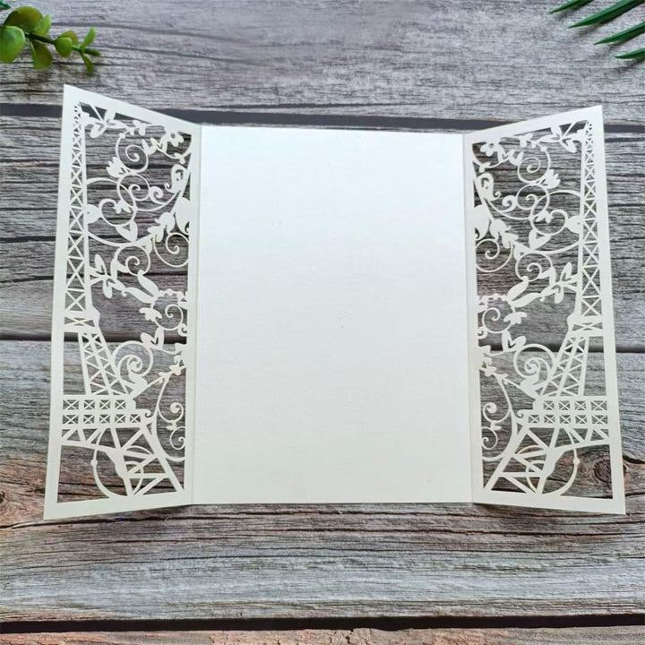 MillaSaw Eiffelturm Einladungen Hochzeit Suite Elfenbein Grusskarte 20 Sets Perlelfenbein, Perlelfen