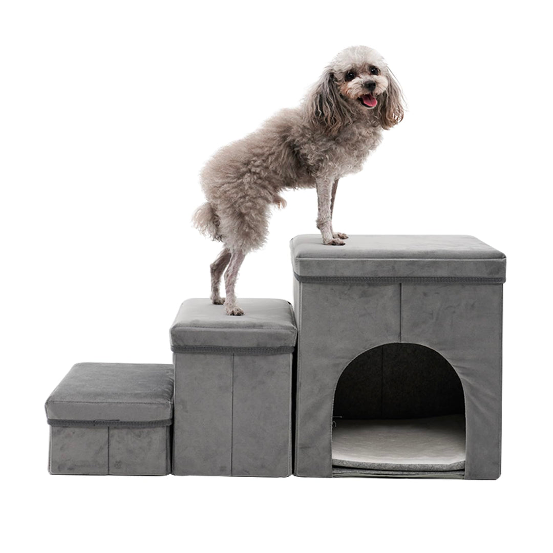 3 Stufen hundetreppe für kleine Hunde hundetreppe mit stauraum für Bett Sofa 40cm hoch katzentreppe
