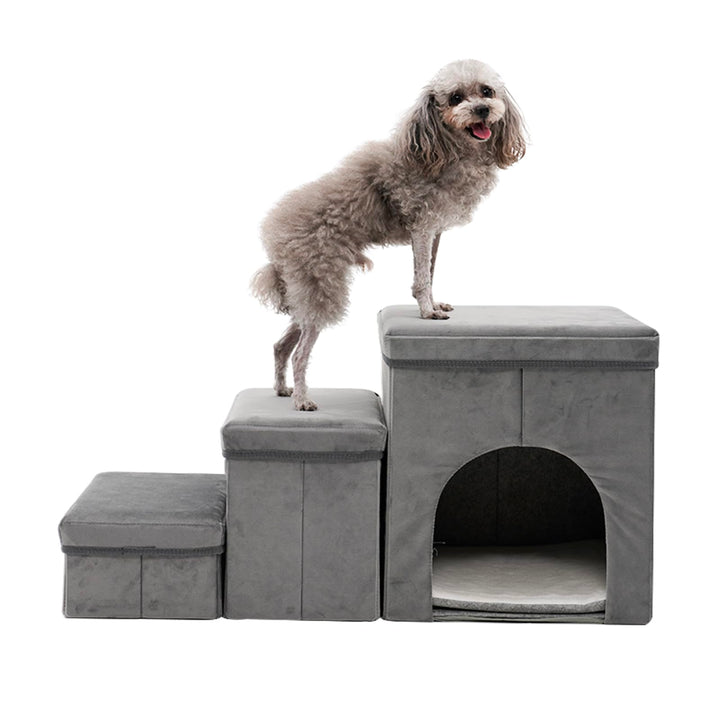 3 Stufen hundetreppe für kleine Hunde hundetreppe mit stauraum für Bett Sofa 40cm hoch katzentreppe
