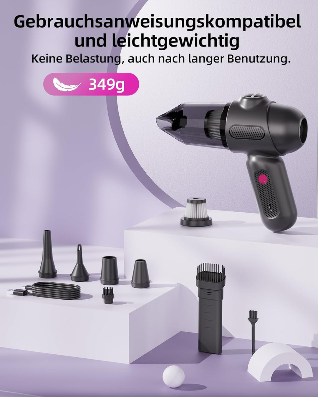 Handstaubsauger Akku 4in1 klein ,Mini Staubsauger Kabellos,Auto Staubsauger Stark,Autostaubsauger mi