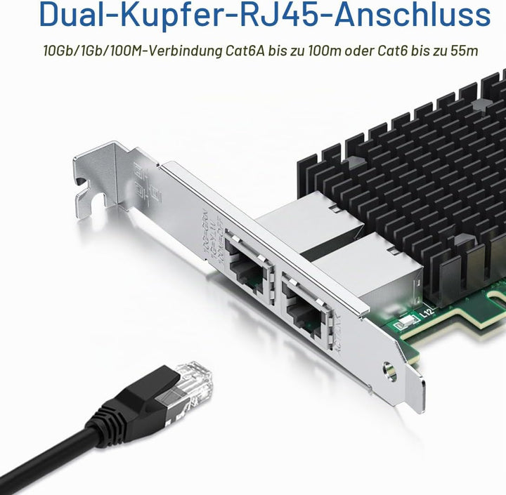 H!Fiber.com 10Gb PCI-E Netzwerkkarte NIC, Dual RJ45 Ports, with Intel X540 Controller and Intel X540