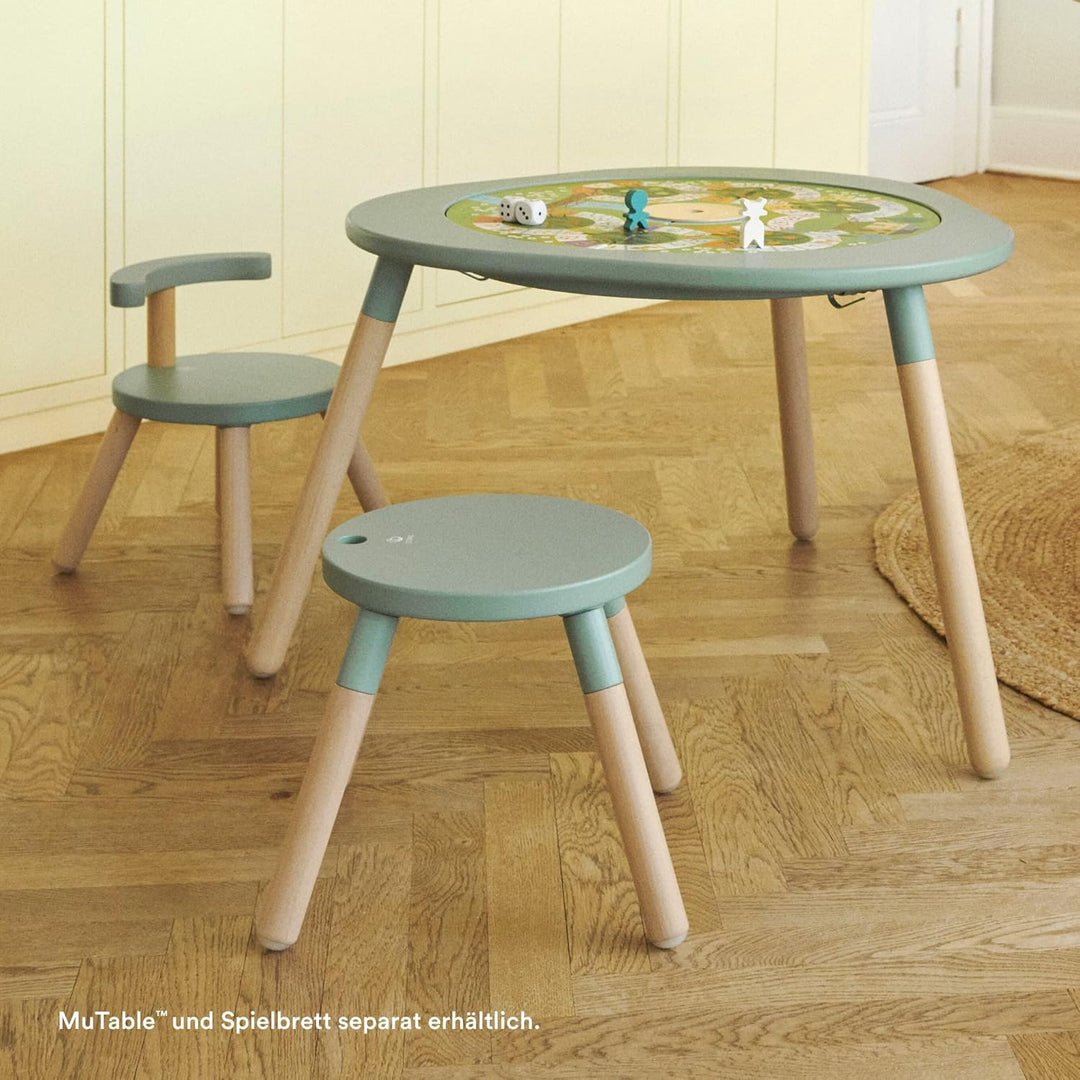 Stokke MuTable Stuhl, Storm Grey - 2023 Neugestaltung - Anpassbare Sitzhöhe & entfernbare Rückenlehn