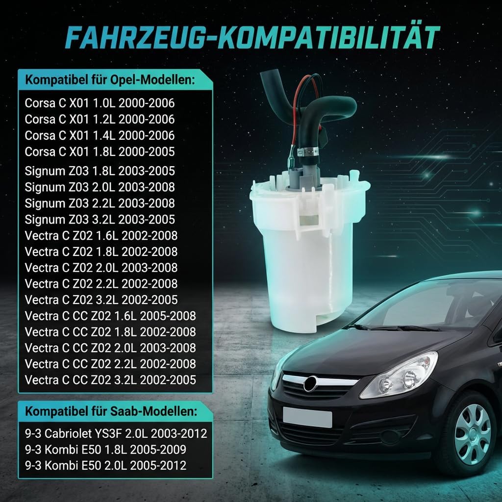 Dokili Kraftstoff Fördereinheit Benzinpumpe für OPEL Corsa C 1.0 1.2 1.2 16V 1.4 1.8