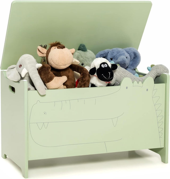 DREAMADE Spielzeugkiste aus Holz, 60x33x37,5cm, Sitzbank für Kinder, Spielzeugtruhe mit Stauraum und