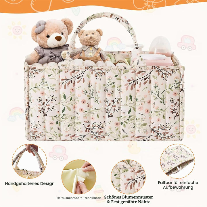 Wickeltasche Organizer, Wickeltisch Organizer, Diaper Bag mit Blumenmuster und Herausnehmbaren Fäche