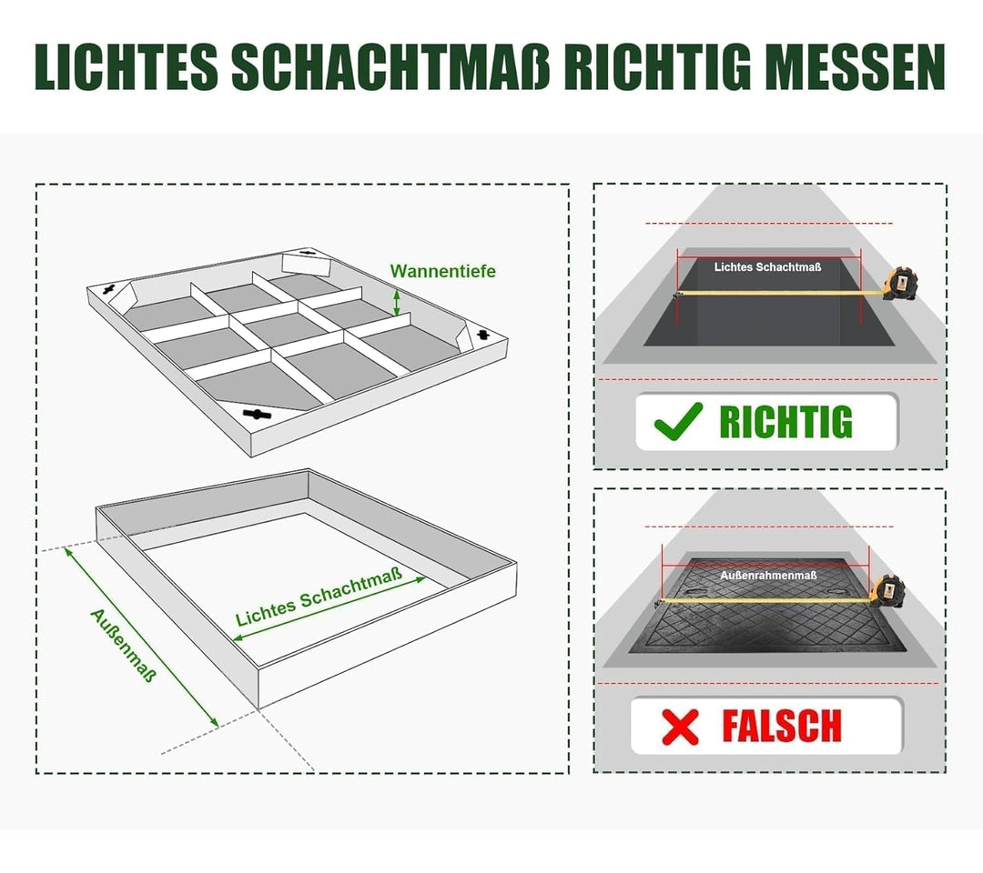 Schachtabdeckung Edelstahl V2A Lichte Weite: 600x450 mm | H: 60 mm Lichte Weite: 600 x 450 mm, Licht