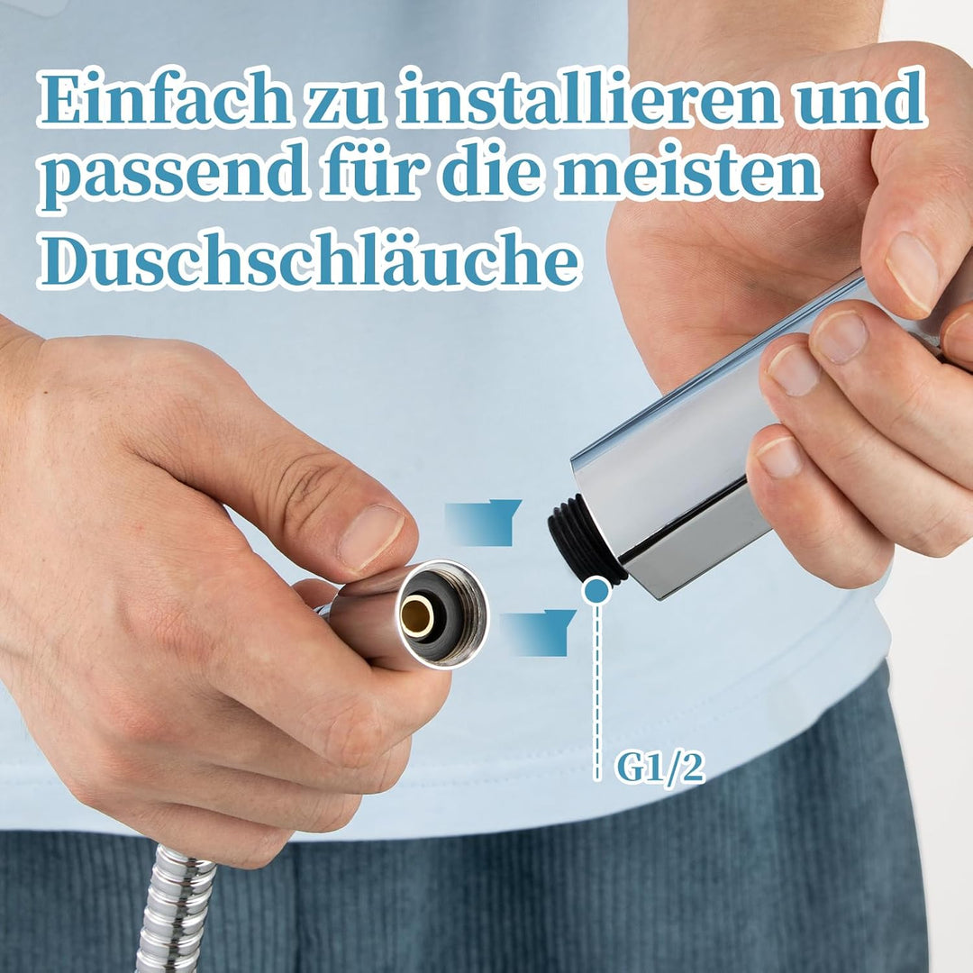 OFFO Duschkopf mit Schlauch 1,6m, Duschbrause mit Schlauch mit Verdrehschutz, Duschkopf Gross mit 6