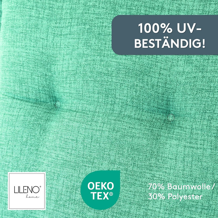LILENO HOME Gartenstuhl Auflagen als [1er Set - Niedriglehner] in Türkisgrün - Bequeme Liegen als Si