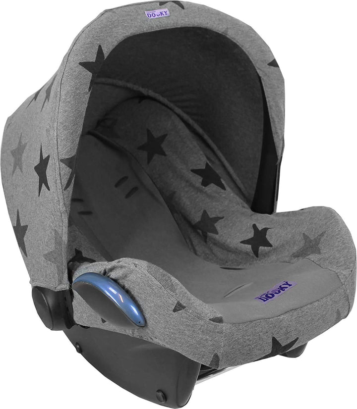 Original Dooky Seat Cover Schonbezug Grey Stars für Babyschale Universalgrösse geeignet für 3 und 5
