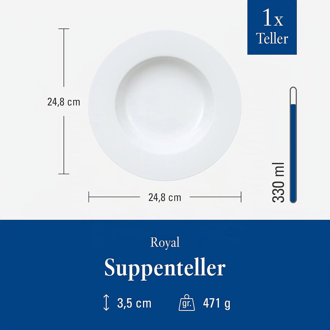 Villeroy &amp; Boch - Royal Suppenteller, tiefer Speiseteller aus brilliantem Premium Bone Porzellan, we
