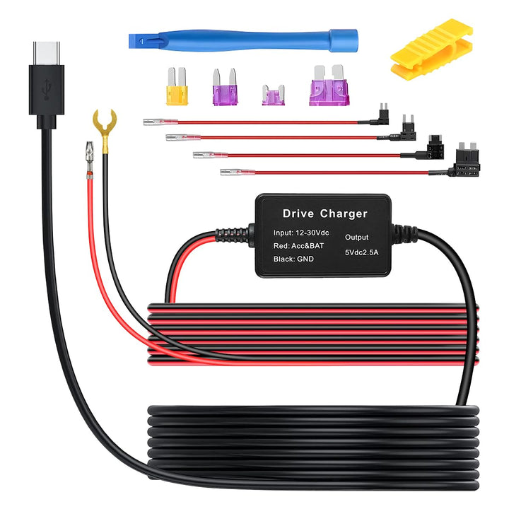 CGEAMDY Dashcam Ladegerät Netzkabel, Dash Cam Hardwire Kit, Mini USB Hard Wire Kit, Mit Niederspannu